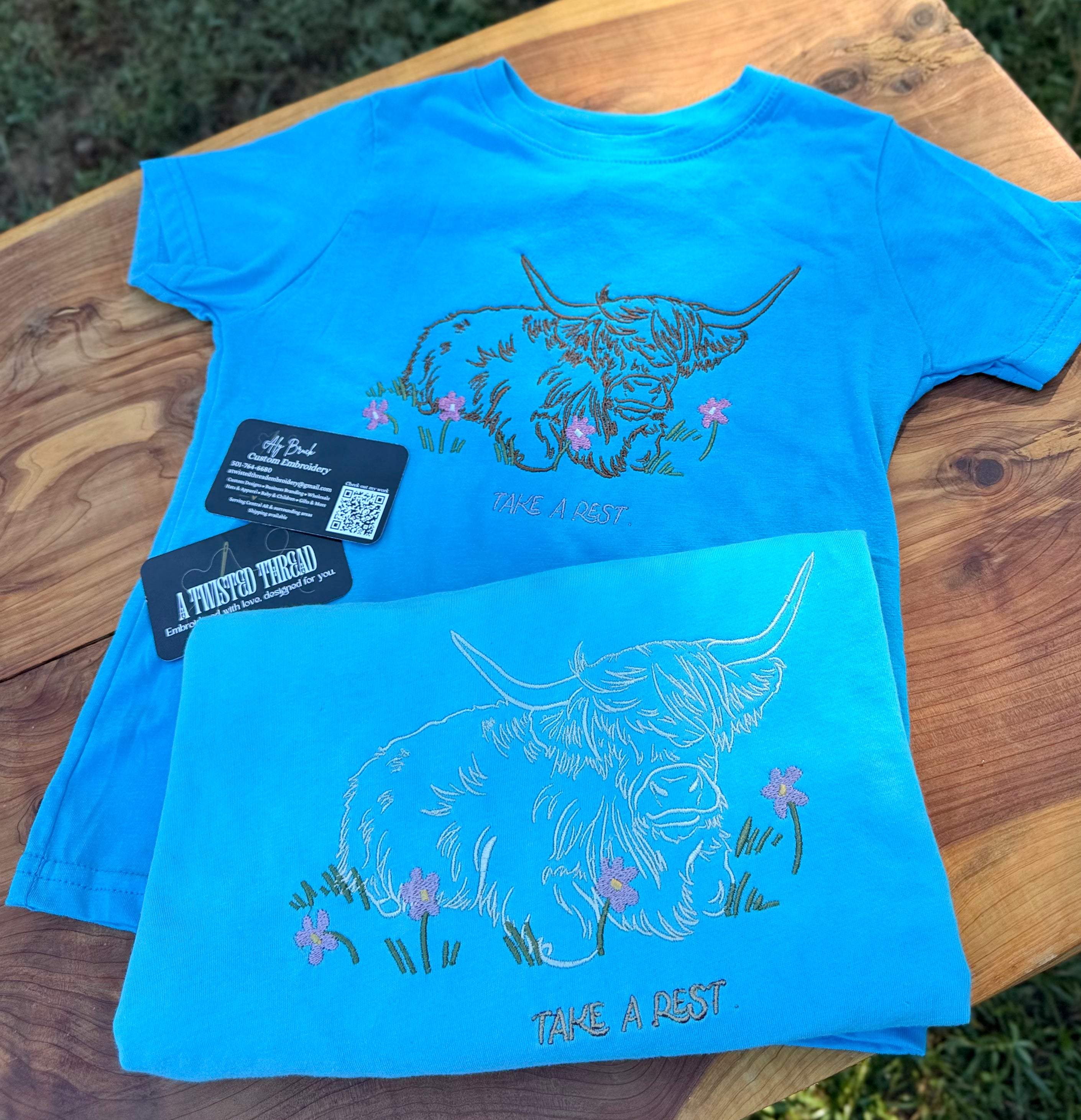 Take a Rest Highland Cow Embroidered Sweatshirt or T-Shirt