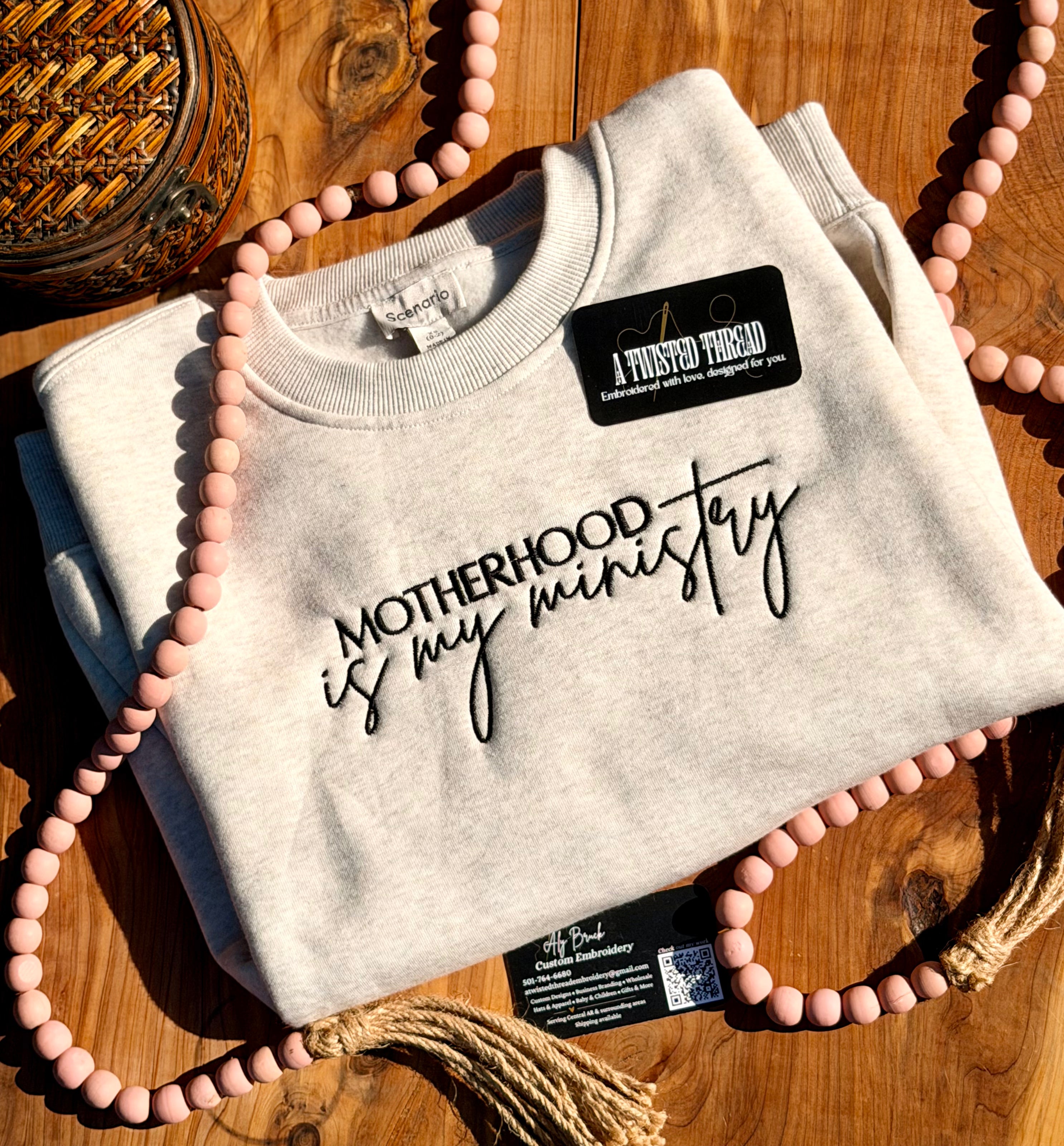 Motherhood Is My Ministry Embroidered Sweatshirt or T-Shirt