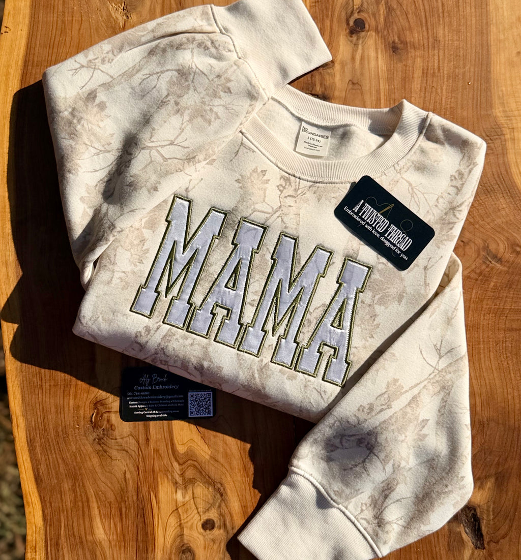 MAMA Varsity Appliqué Sweatshirt or T-Shirt