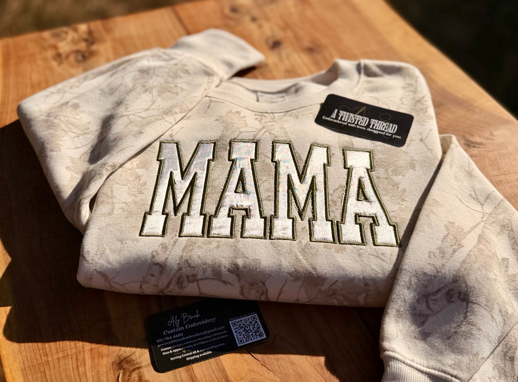 MAMA Varsity Appliqué Sweatshirt or T-Shirt