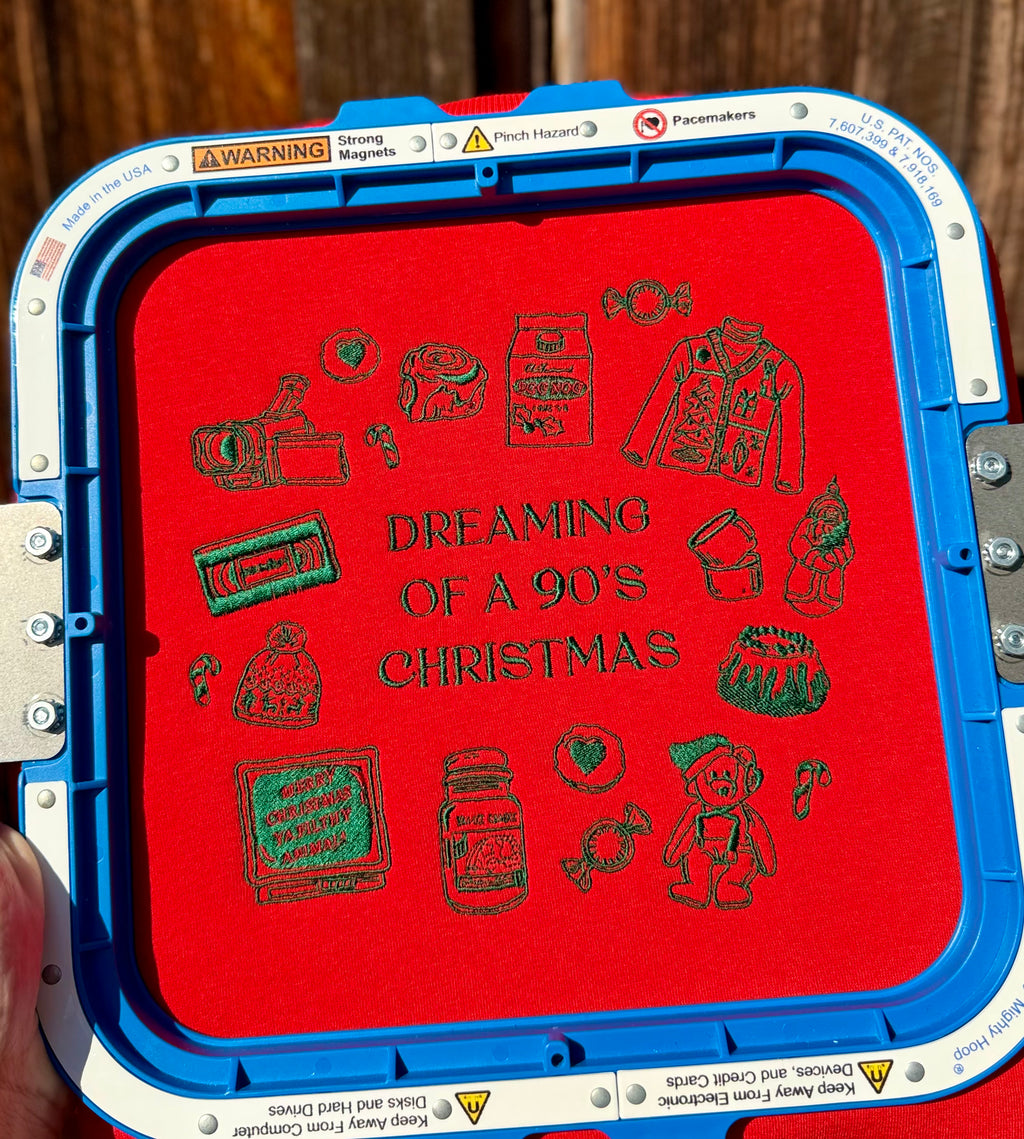 Dreaming of a 90s Christmas Embroidered Sweatshirt or T-Shirt