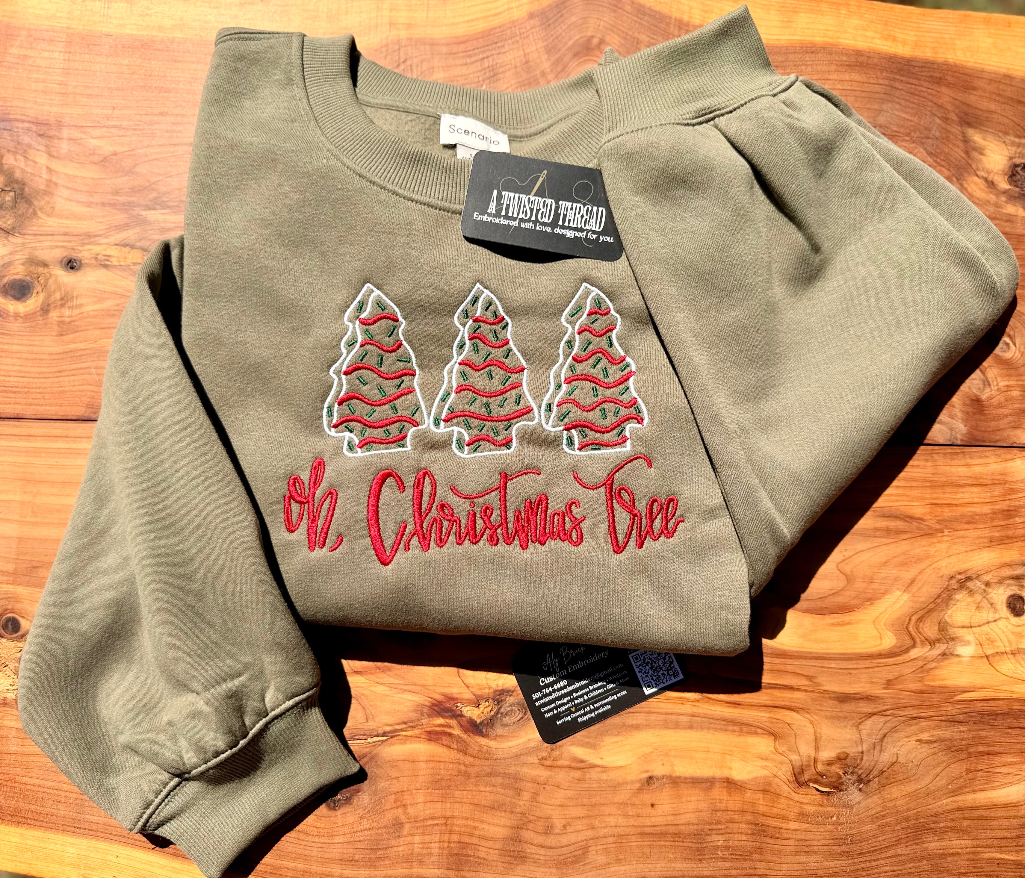 Oh, Christmas Tree Embroidered Sweatshirt or T-Shirt
