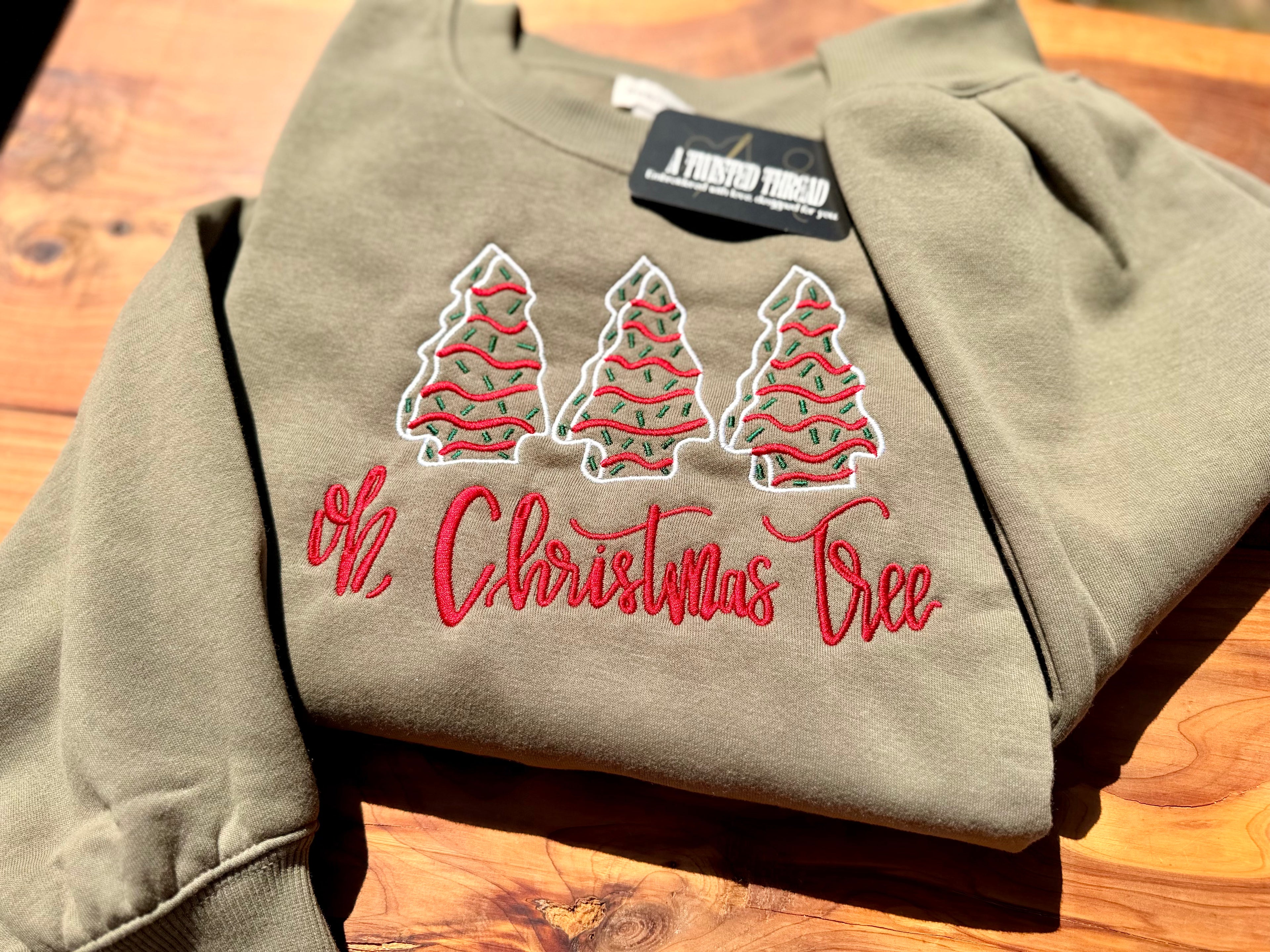 Oh, Christmas Tree Embroidered Sweatshirt or T-Shirt