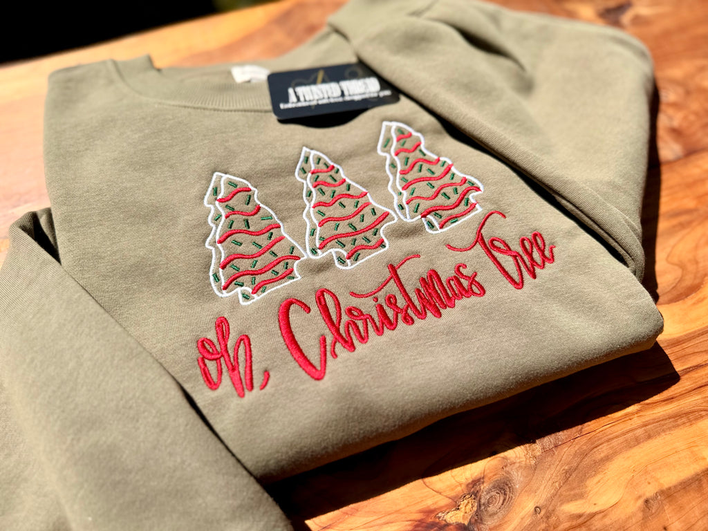 Oh, Christmas Tree Embroidered Sweatshirt or T-Shirt