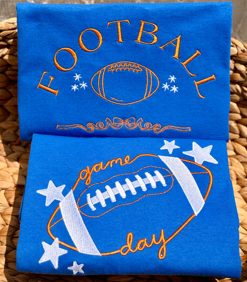 Football Bow Embroidered Sweatshirt or T-Shirt
