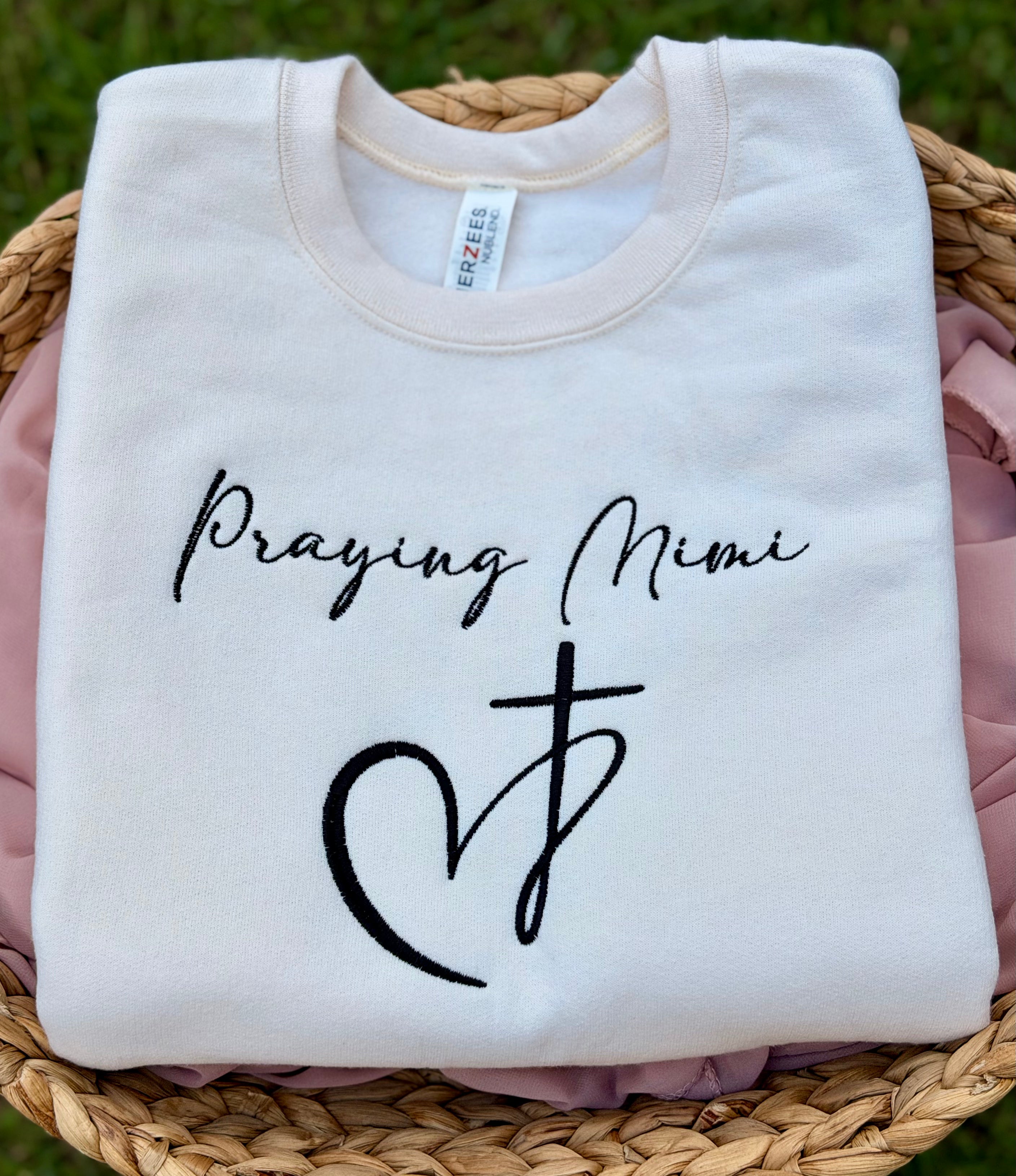 Praying Mimi Embroidered Sweatshirt or T-Shirt 💜